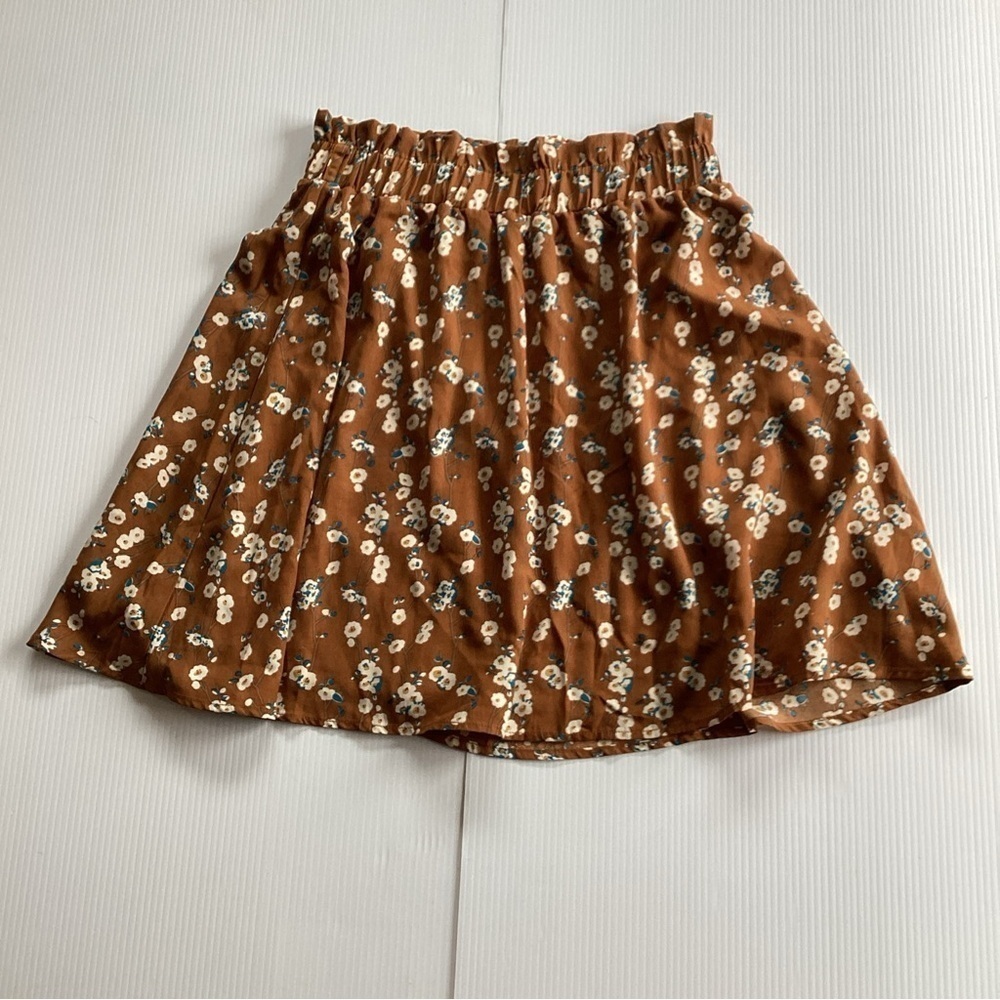 Womens Willow & Root Floral Summer Skirt Brown Boho L
